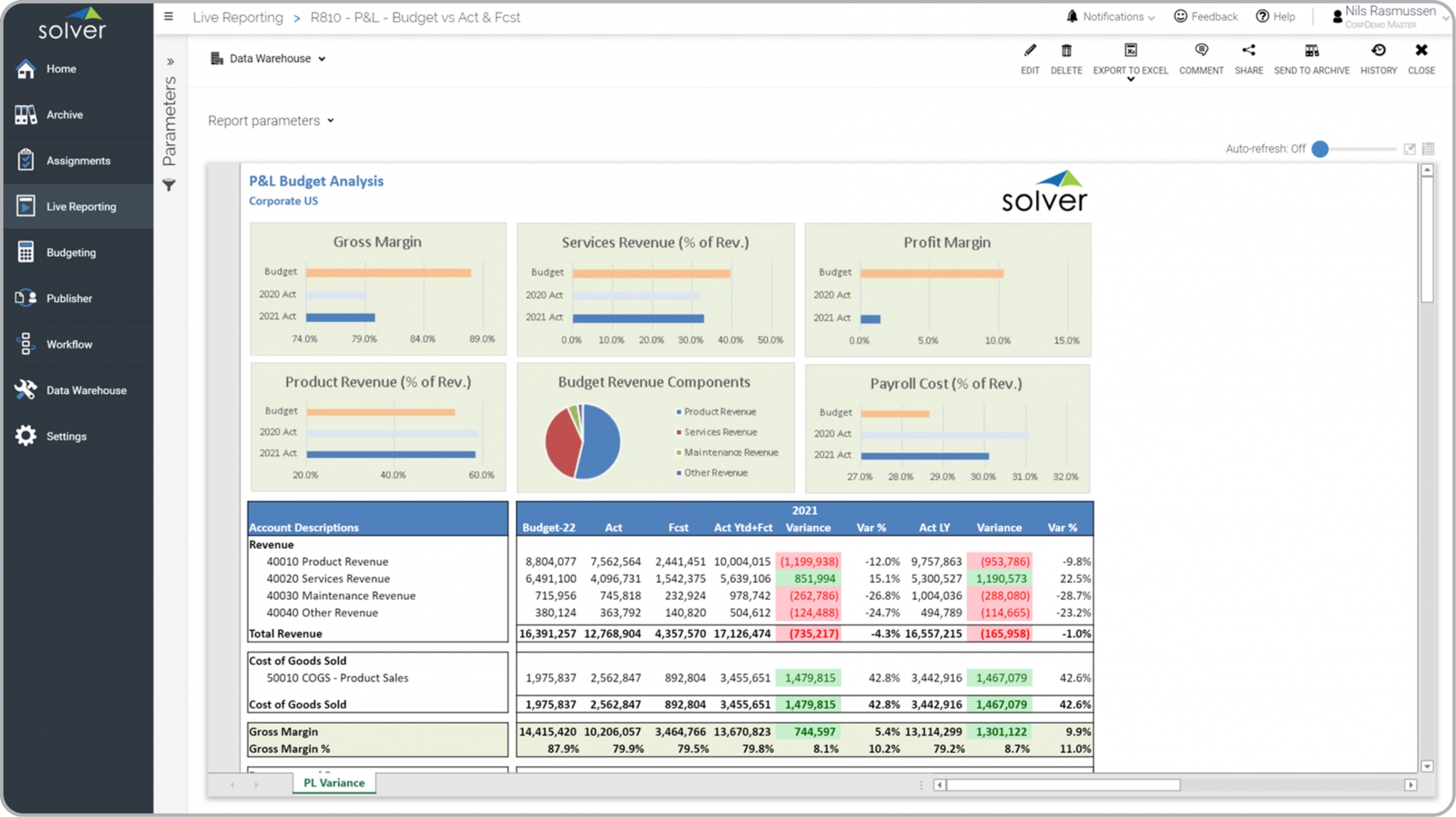 Profit & Loss Budget Analysis Report Example