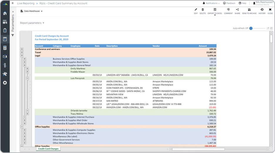 Credit Card Expense Report Example by Category  