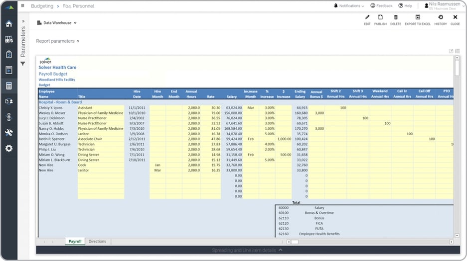 Personnel Budget Model for Healthcare Providers Example 