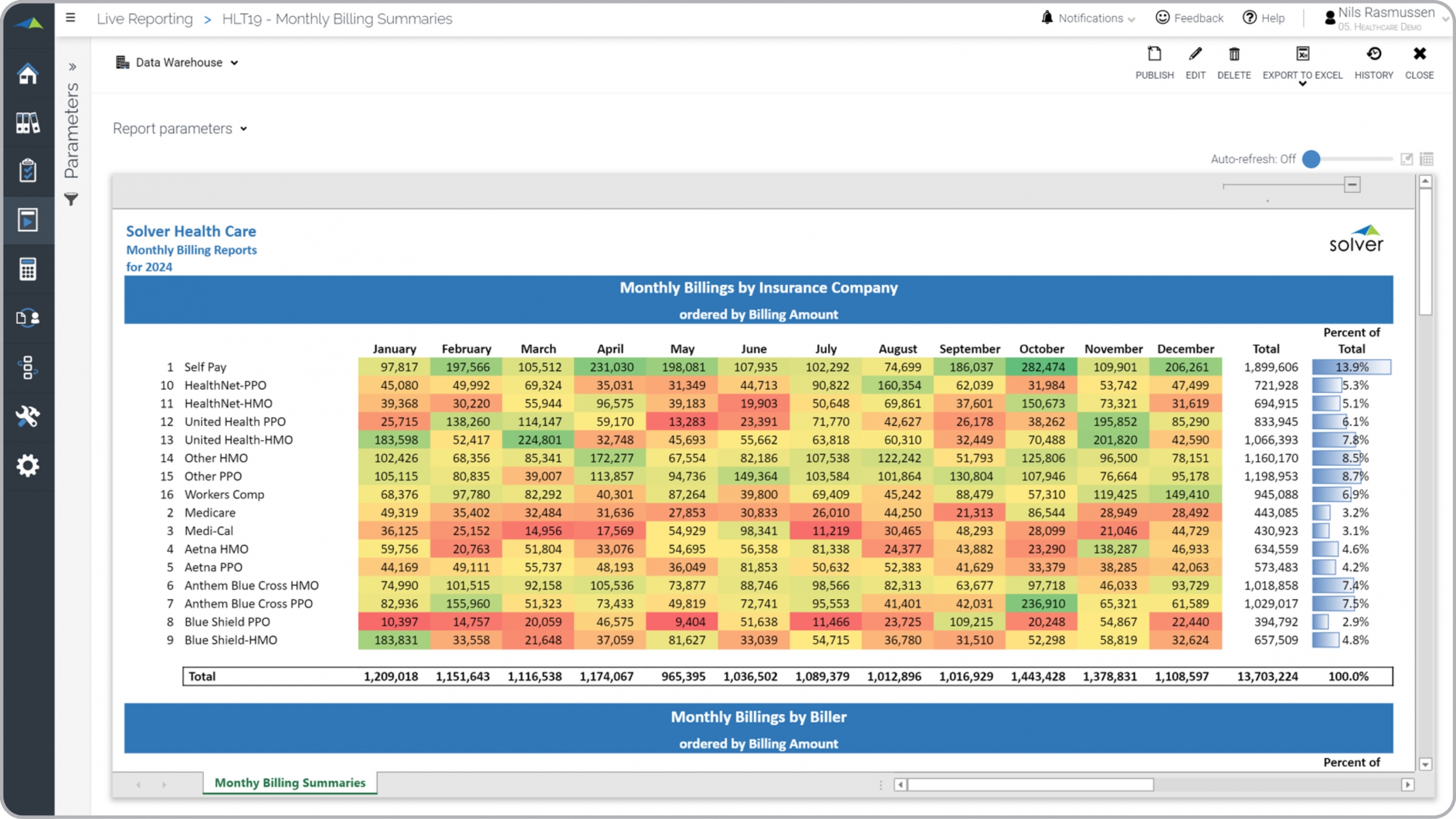 Monthly Billing Summary Report Example for a Healthcare Provider 