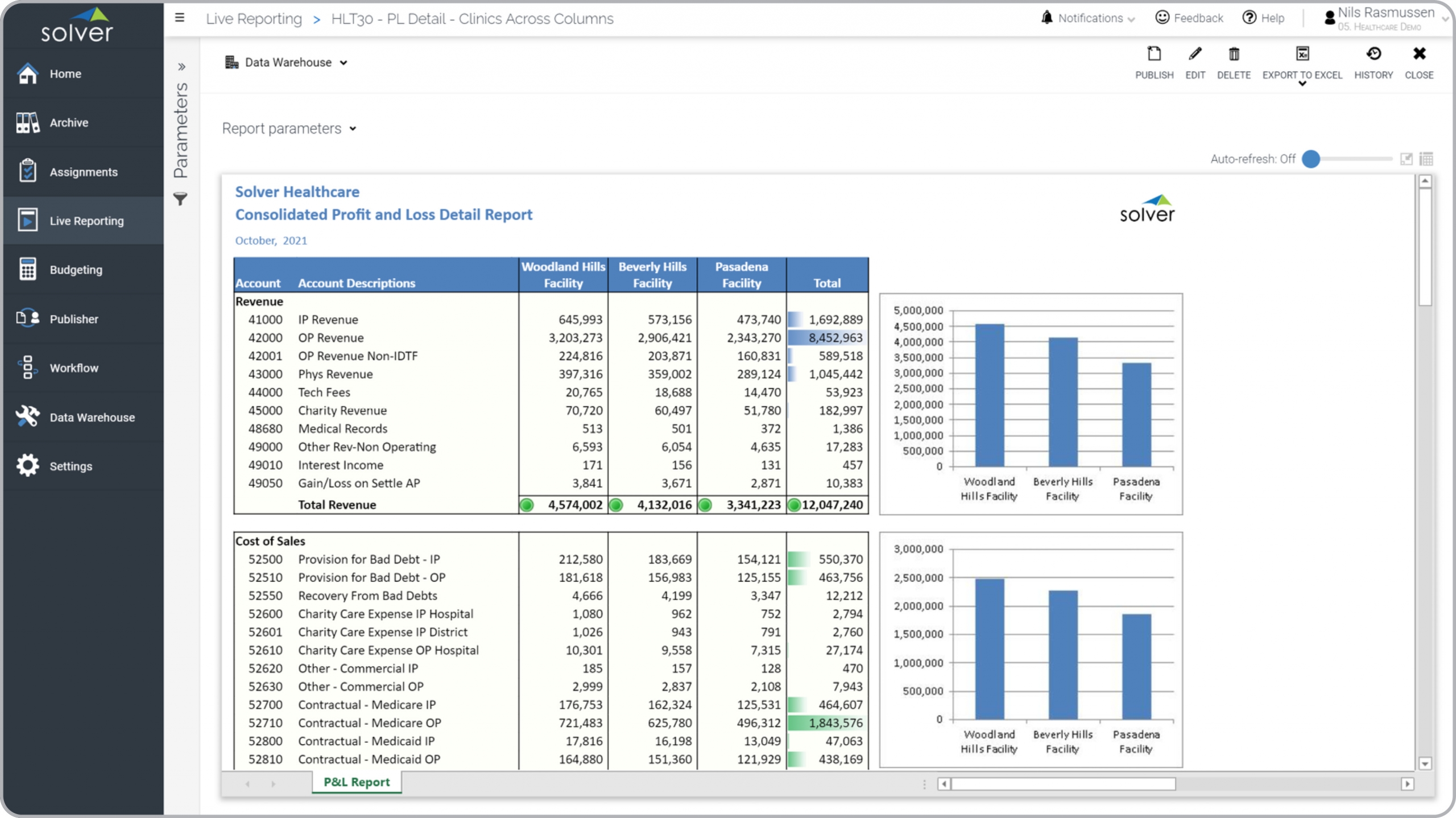 Consolidated Profit & Loss Report for a Healthcare Provider 