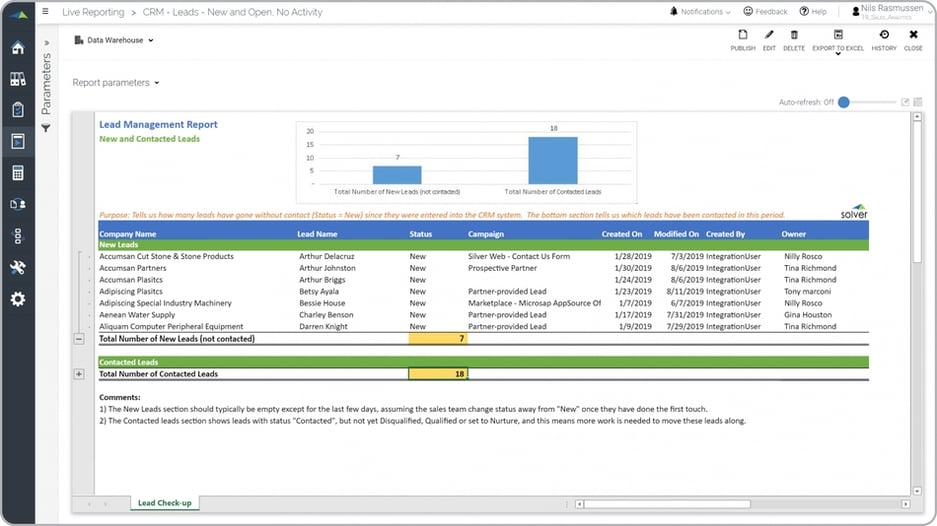 Lead Management Report Example