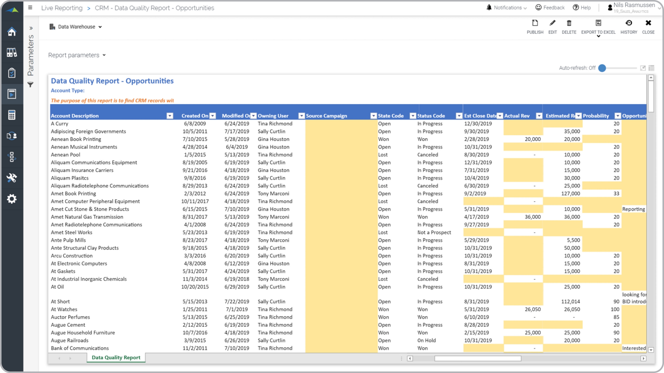 CRM Data Quality Report Example  