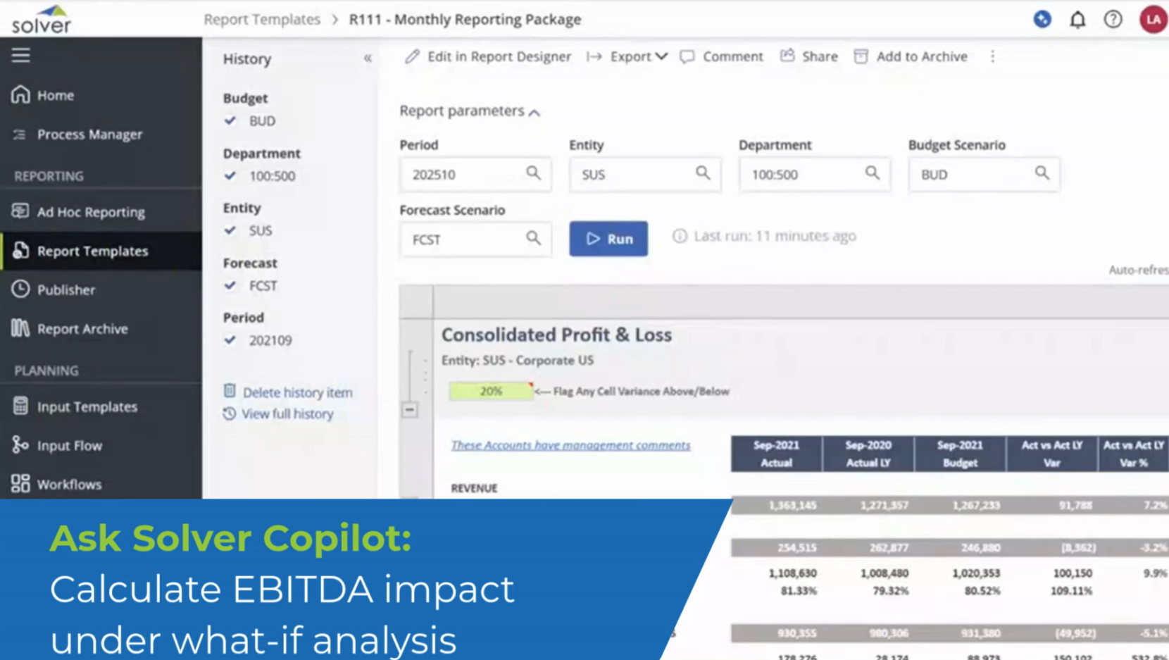 Copilot Analysis Agent - Calculate EBITA what-if analysis Thumbnail