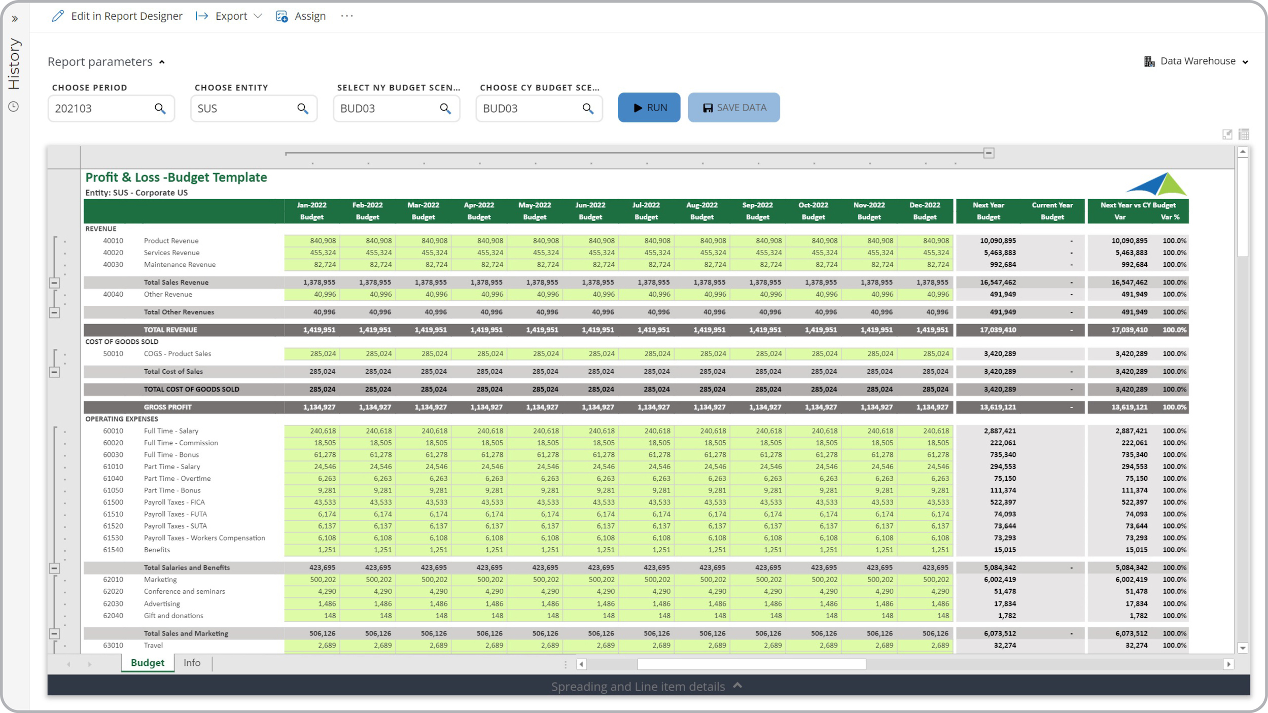 P&L – Budget Template